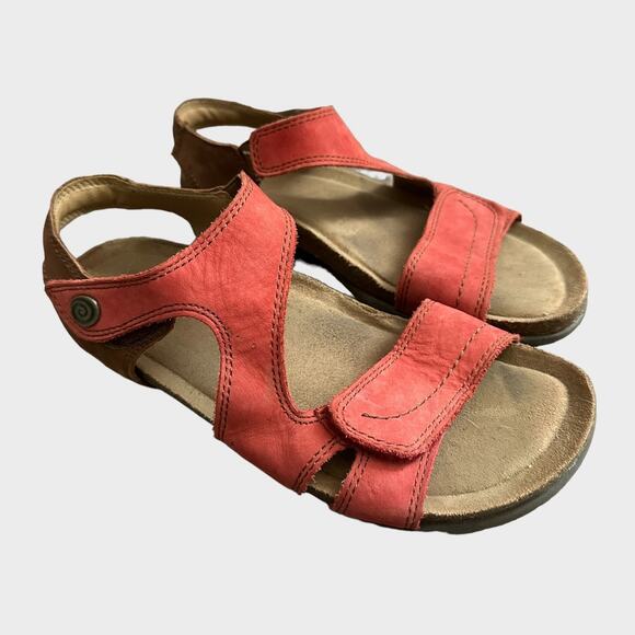 Earth Origins Red "Orono Falco" Leather Upper Sandal Size 7.5 - Picture 1 of 10